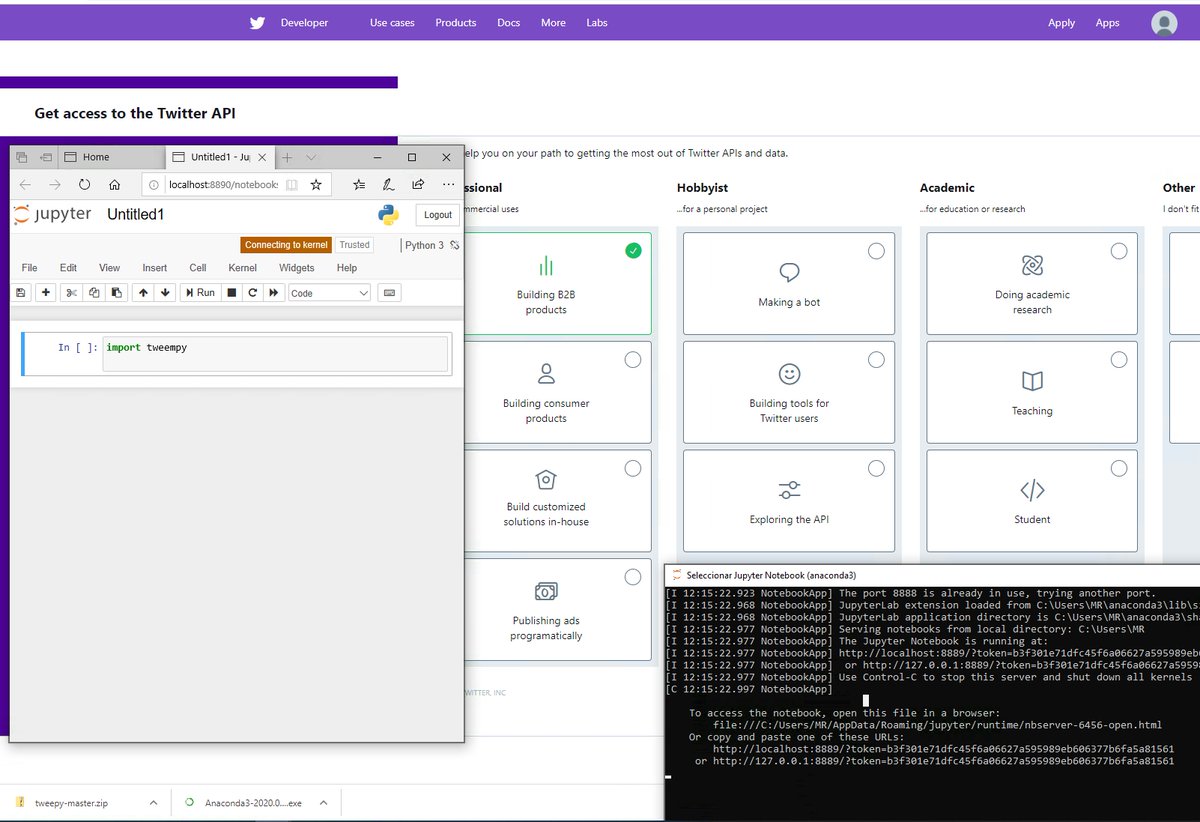 _Rasso_'s tweet photo. Ready, developing a lab for #SentimentAnalysis, we will have to extract TWdata to later interpret it, for this we use #Pynthon and #jupiter https://t.co/jj0dp24vUA