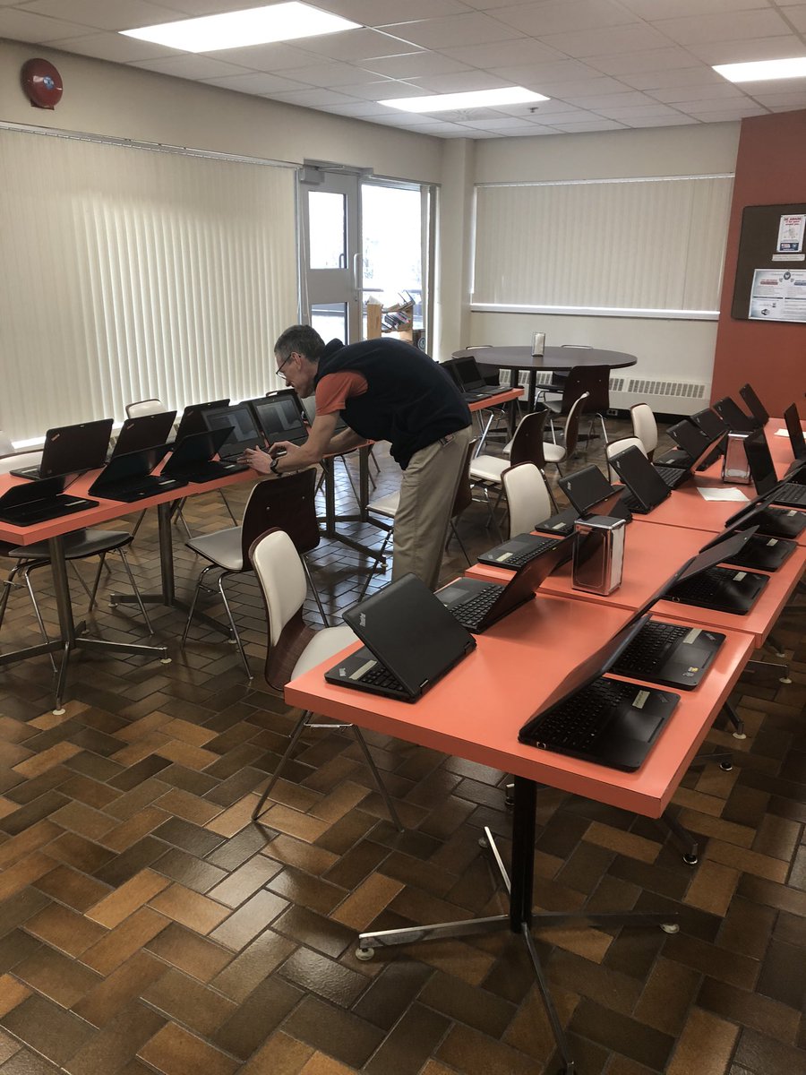 Thank you to all of the members of our IT dept. Working so hard to get tech. in the hands of students that don’t have devices in their homes. Distribution starts today and will roll out over the next week. #gecdsbproud