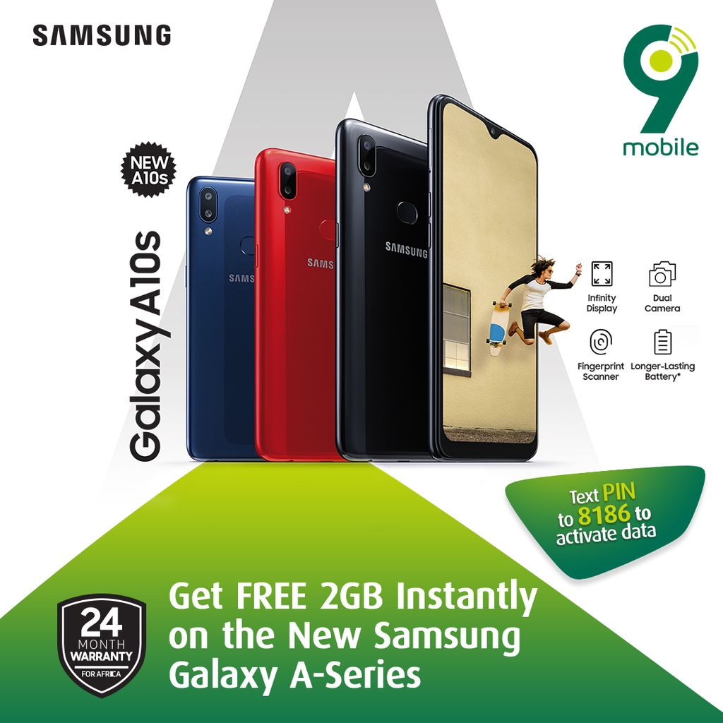 T2mobile_ng's tweet photo. Enjoy massive bonus data on the Samsung As series to browse and stream.
Available at 9mobile experience centers and other authorized outlets. #StayAtHomeStreamAtHome #9mobileNG https://t.co/kMntrvu1nY