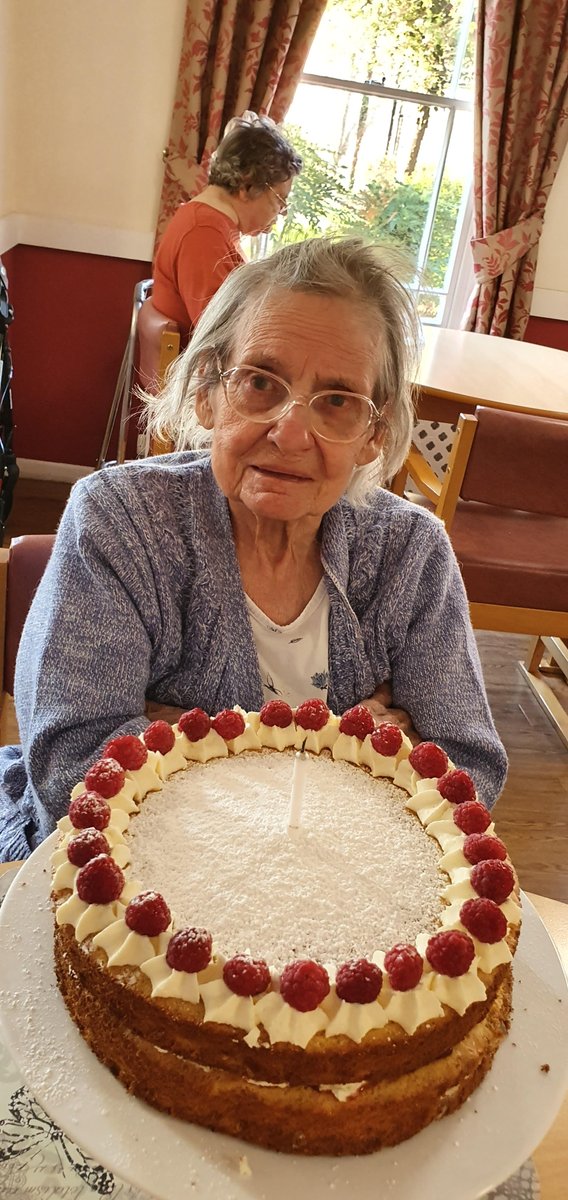 LornaJo23147054's tweet photo. Another birthday at The Gables. This time our Ollie who celebrated her 94th Birthday with us. With a huge cake to share made by chef Hayley. @blackswancare https://t.co/Fi9lHSOYCL