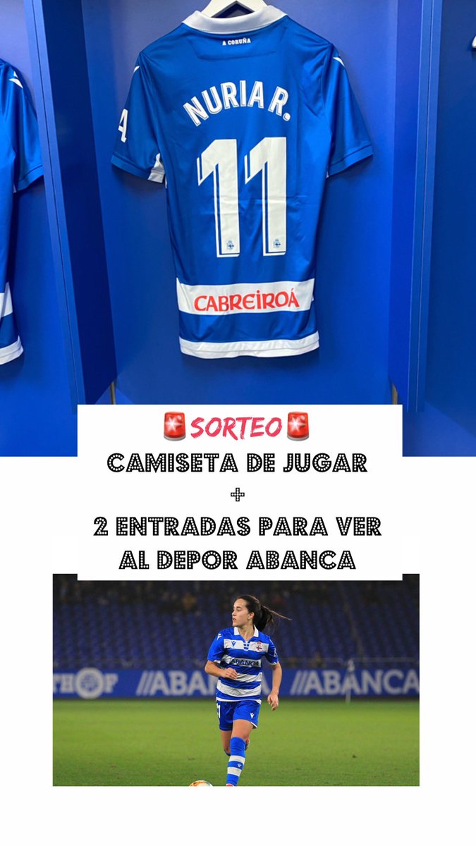 nuriaablanco11's tweet photo. 🚨SORTEO🚨
mi camiseta de jugar + 2 entradas para ver al Dépor Abanca Fem 

PARA PARTICIPAR :

➡️SIGUE ESTA CUENTA Y DALE RT A ESTE TWEET.
➡️MENCIONA EN UN COMENTARIO A UNA AMIGA/O
📆 Tenéis hasta el 3 de Abril por la mañana para participar ‼️

GRACIAS Y SUERTE 📣🍀 https://t.co/NkZYgrCHiq