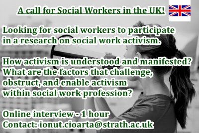 SWActivism's tweet photo. Dear Social Workers (UK), 

Please share my call or contact me if you are interested to participate in my research on social work activism. https://t.co/kFQwkhzwDB
