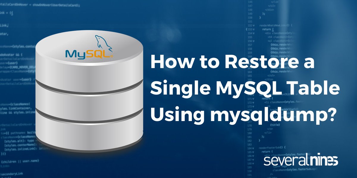 severalnines's tweet image. Logical backups, like #mysqldump, are not the fastest nor the most space-efficient way of backing up @MySQL databases, but they have a huge advantage over physical backups. In this blog we will show you how to restore a single #MySQL table using #mysqldump severalnines.com/database-blog/…