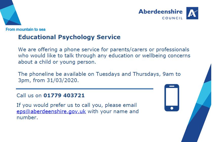 Aberdeenshire's tweet photo. Our educational psychology team is now offering a service to talk through education or wellbeing concerns about young people.
 
They have also developed resources to support home-learning for pupils who speak English as an additional language:
https://t.co/WEu374SbB7 #teamwork https://t.co/BhRzJIzgyN