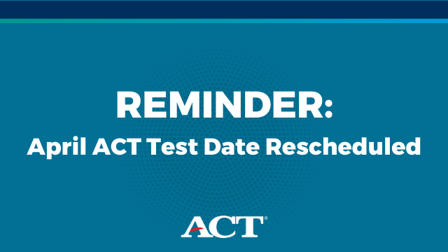 TheACTGlobal's tweet photo. If you were registered for the 3 or 4 April test date, please remember to sign into your MyACT account to select a future test date. 

Register by 22 May at no cost: https://t.co/GABkotGO4F https://t.co/ZqN1NW6yce