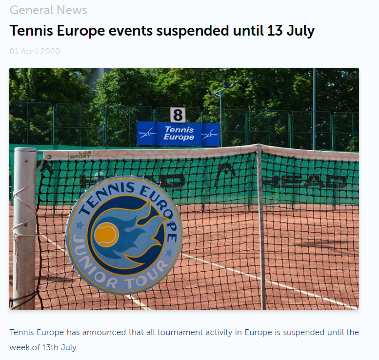 🗣 Tennis Europe amplía la suspensión de los eventos hasta el 13 de Julio 🎾 bit.ly/2X2IWhR . Info Tennis Europe U12 de Pozoblanco, ITF Futures 25000$+H y el IBP Tennis Series Open 3000, en ➡ tenispozoblanco.com <a href="/TennisEurope/">Tennis Europe</a> <a href="/PozoblancoOpen/">Open Ciudad de Pozoblanco</a> <a href="/fattenis/">#TenisAndalucía</a>