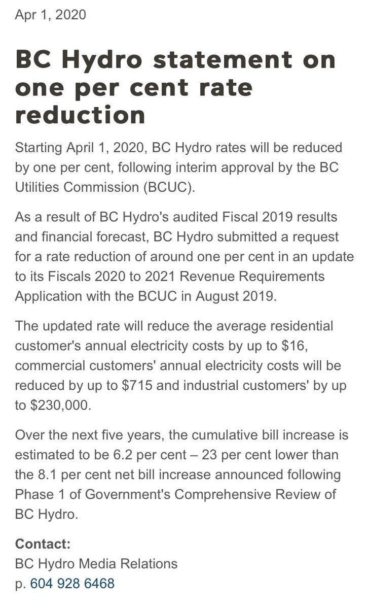 Ctv Bhinder Sajan على تويتر Bc Hydro One Percent Rate Decrease Comes Into Effect Today I M Told The Load Analysis Ie Usage Info Is Coming Later Today Maybe During This Afternoon S Press