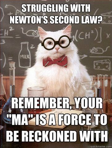 ArliePCooper's tweet photo. Today, my students were tasked with selecting their favorite of Newton’s Laws of Motion and to search the internet for a meme to go along with it. Here were my favorites!  Thanks to my students for playing along and making us laugh!  @im2nerdy @WildcatLandolt https://t.co/ByWdBh7tSd