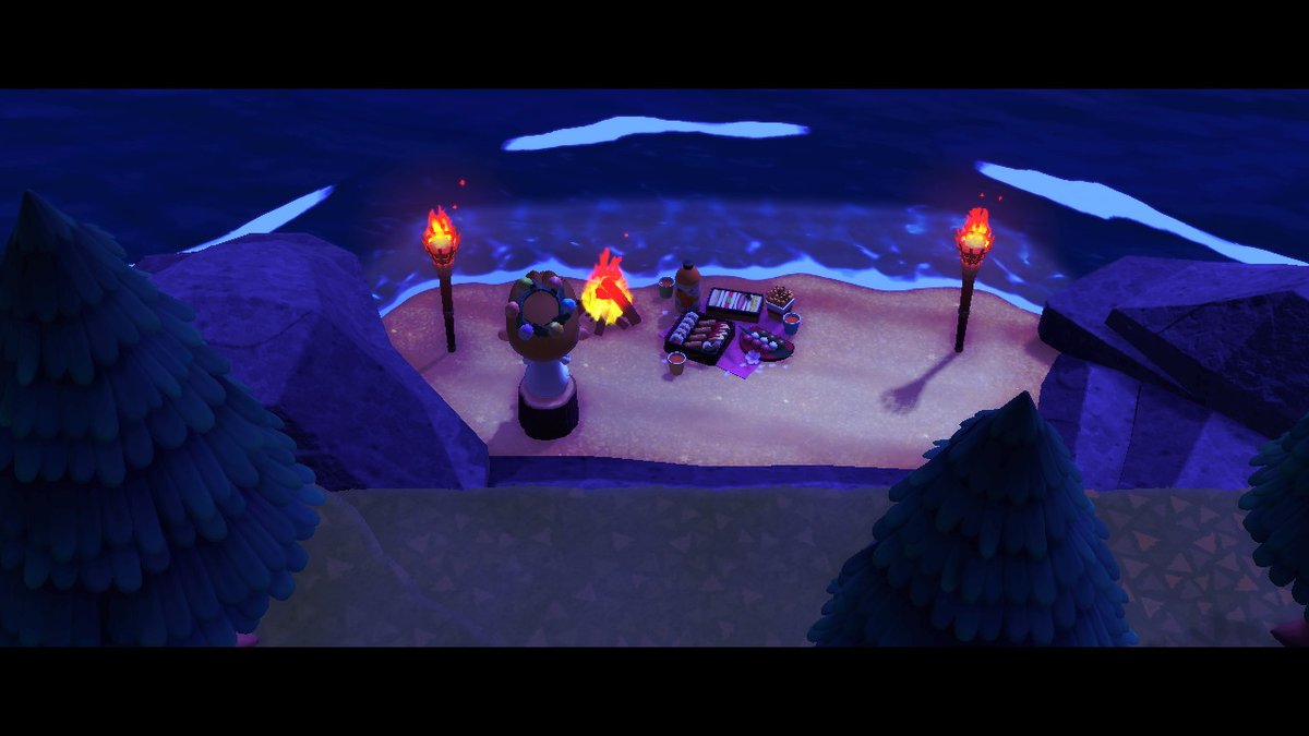 ItsMeMici's tweet photo. Having a nice picknick at my secret fire place! 
LOVE THIS GAME <3! #AnimalCrossing #ACNH 
#NintendoSwitch https://t.co/yYoPNtgE3T