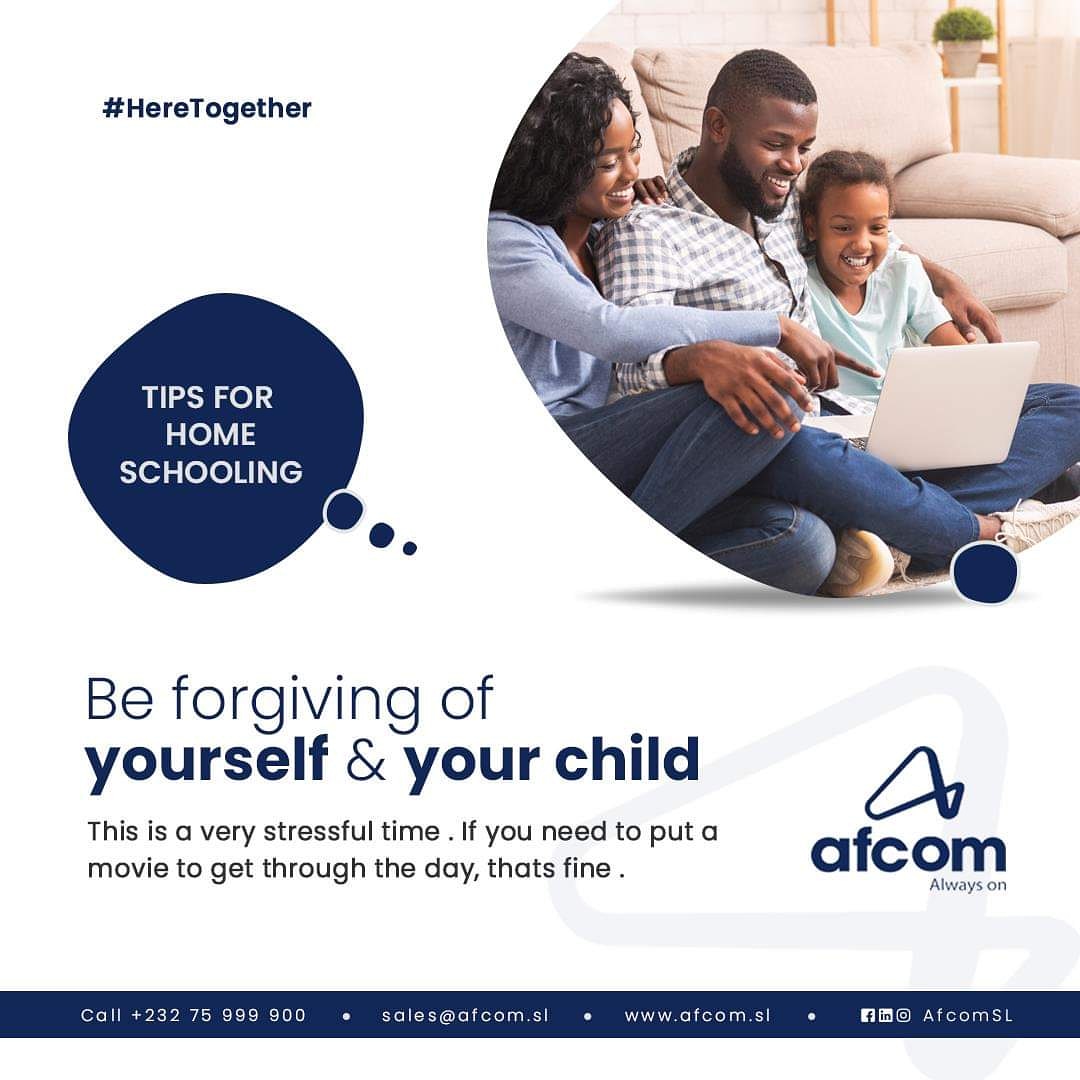 AfcomSl's tweet image. Be forgiving of yourself and your child – 

This is a very stressful time. If you need to put a movie to get through the day, that’ s fine. 

“Your priorities aren’t what you say they are. They are revealed by how you live”

Remember we are #HereTogether #AfcomSL #SierraLeone