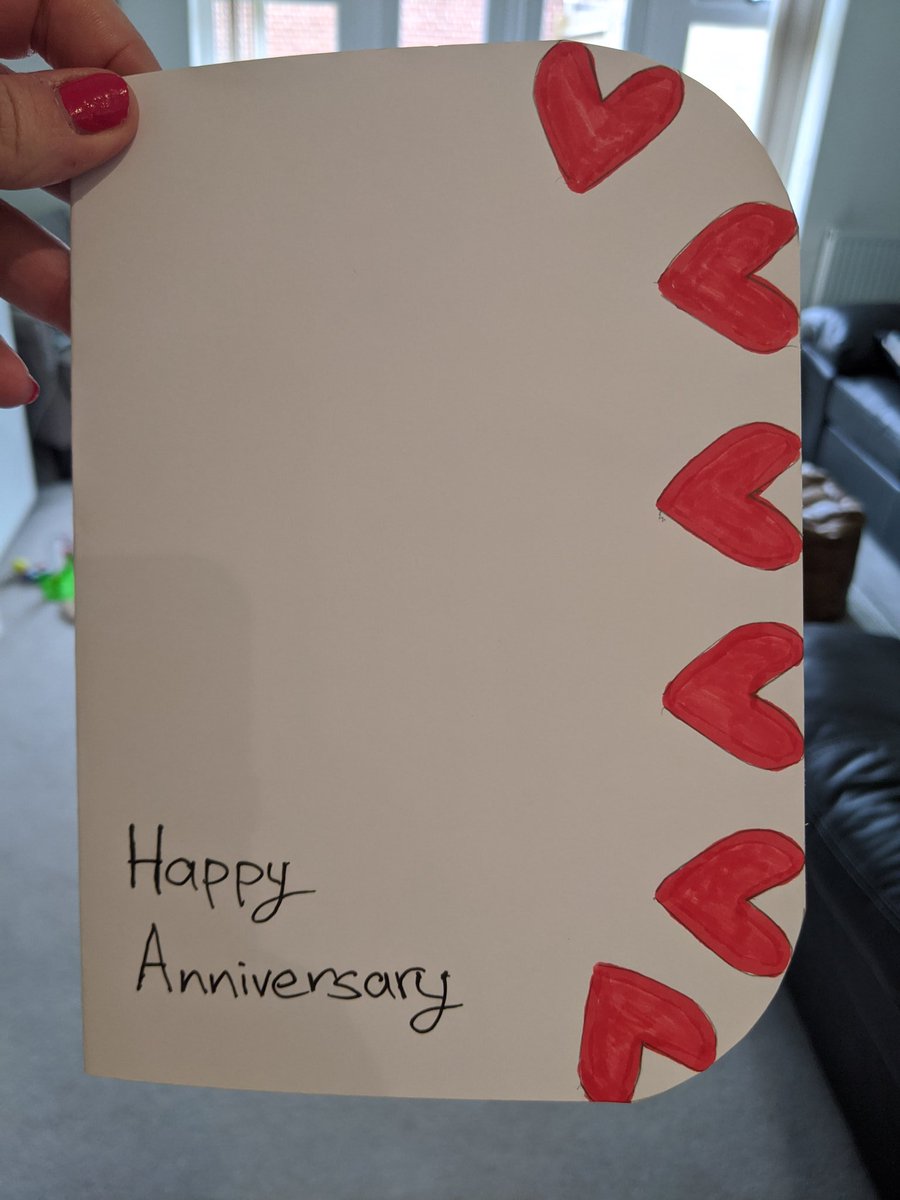 mrs_madeleine_r's tweet photo. My parents couldn't get to a shop to buy us an anniversary card this year so my dad made us one instead. It's going in the box of 'things to treasure' ❤️ #StayHomeStaySafe #IsolationLife #basicbutbeautiful https://t.co/0a2Nsem95l