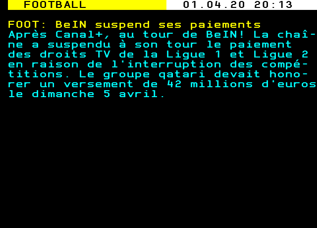 FOUT: BelN suspend ses paiements