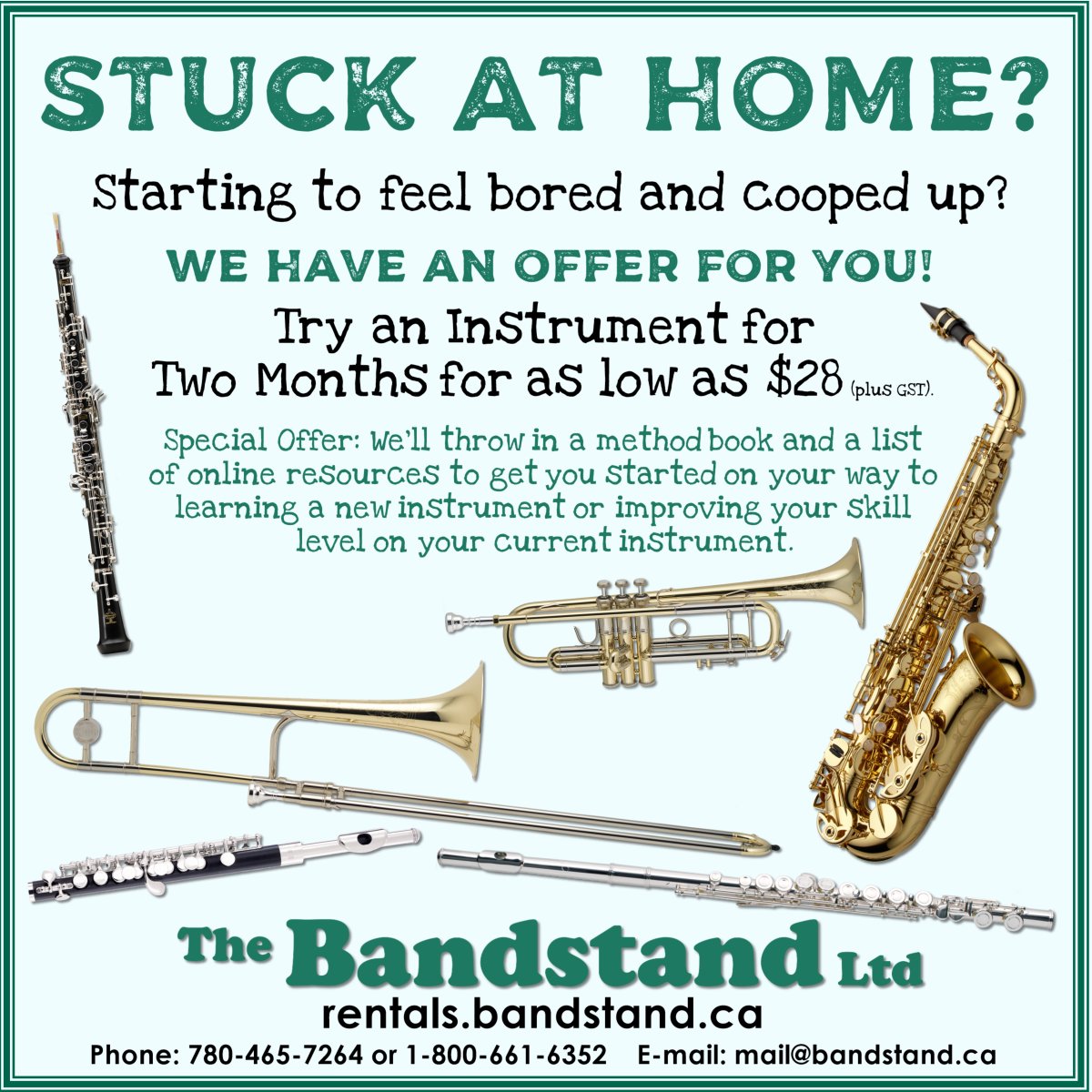Getting #bored staying safe at home during #self-isolation? Teach yourself a new instrument #Rent from us for 2 months &amp; learn a new skill. #Free method book &amp; list of resource links is included! #curbside #pickup #delivery #musicalinstrument #learn #fun #stayathome #staysafe