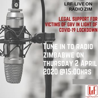 Join Legal Resources Foundation - LRF live on Radio Zimbabwe on Thursday 2 April 2020 @ 15:00hrs as we discuss support for victims of #GBV in light of #COVID19 Lockdown in #Zimbabwe.
#lockdownzimbabwe