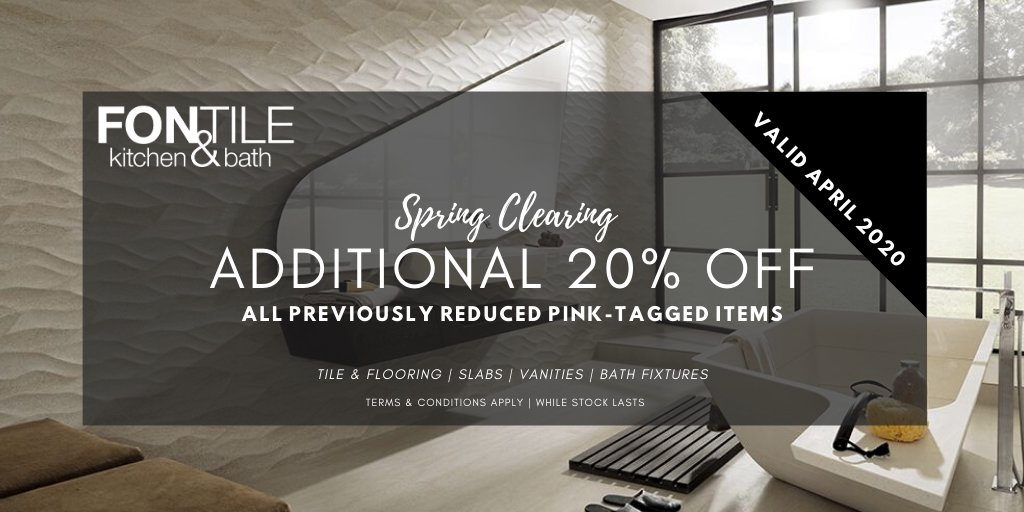 FontileBC's tweet photo. Spring Clearing at FonTile continues all month with deeper discounts...
#FonTile #PorcelanosaGrupo #tiles #interiordesign #architecture #yvrdesign https://t.co/6B6NNdLBE9
