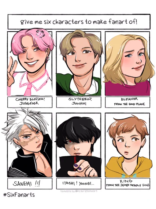 this was super fun to do!!!🥺🥺🥺 
thank you for the prompts 💖💖💖🥰🥰🥰 #SixFanarts 