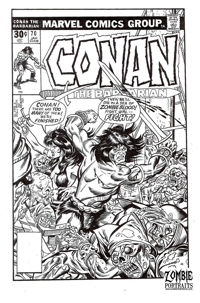 ZombiePortraits's tweet photo. Celebrating what WOULD have been new comic book day...Here's my recreation of a Conan the Barbarian cover, but with ZOMBIES instead of pirates...okay, Zombie Pirates!
#zombieversion #zombieart #zombieportraits #comicbookday #comicbooks #zombie #zombies #conanthebarbarian https://t.co/qcJ3yu46vC