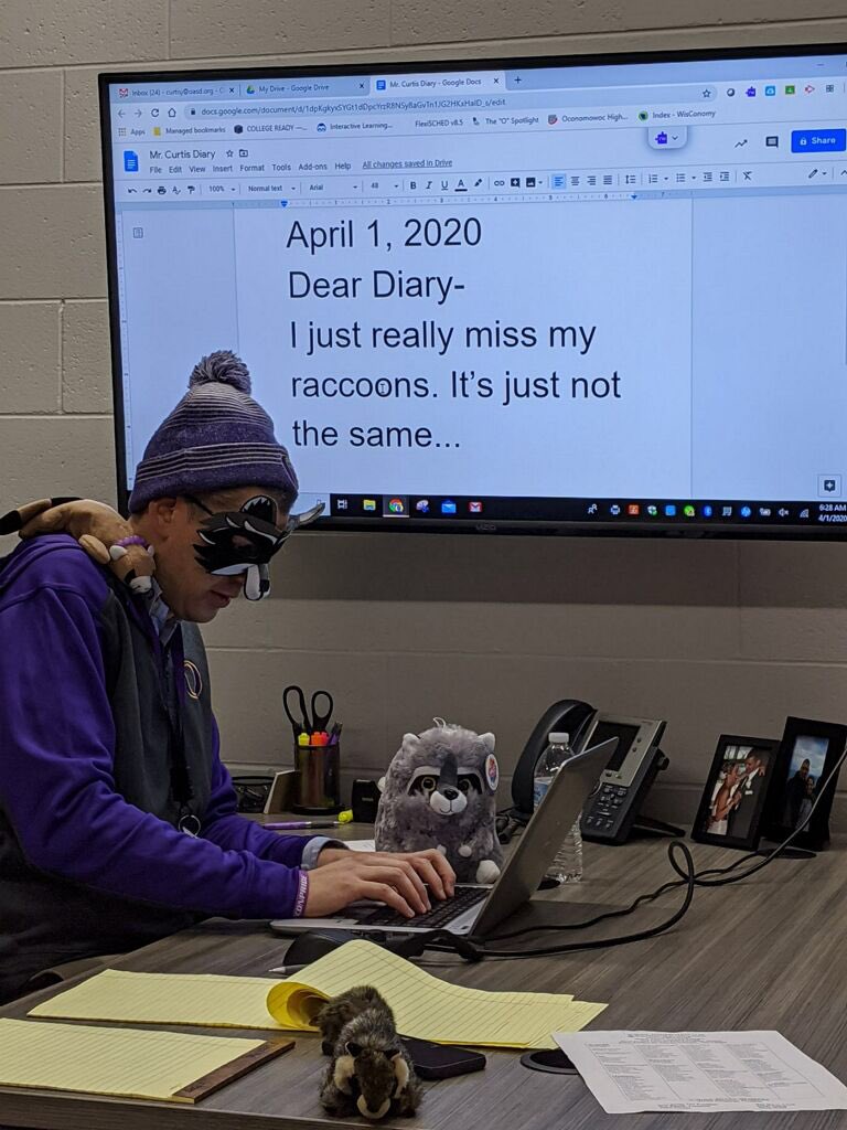 OconCurtis's tweet photo. Hey @OconHS Raccoons! Thanks for a fun day of interacting together on our first ever #VirtualOconPride day! Keep the posts coming, I’m off to go finish my diary! Our community is the amazing because of our collective commitment to be better! #proud #family #oconpride @oconschools https://t.co/ikD9xgFqy2