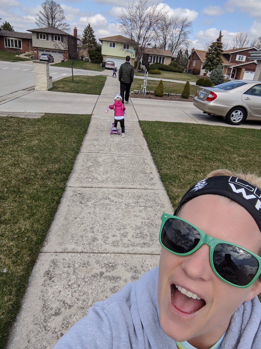 Daily walk with scooters! #conradyjaguarsathome #conradyfitfam #sweatyselfie