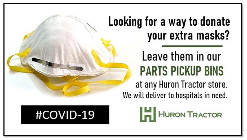 Looking for a way to donate your extra N95 and disposable masks? Leave them in our Parts Pickup Bins at any Huron Tractor store. We will deliver to hospitals in an effort to help with the current shortage our health-care workers are experiencing. #HelpFightCorona #COVID19