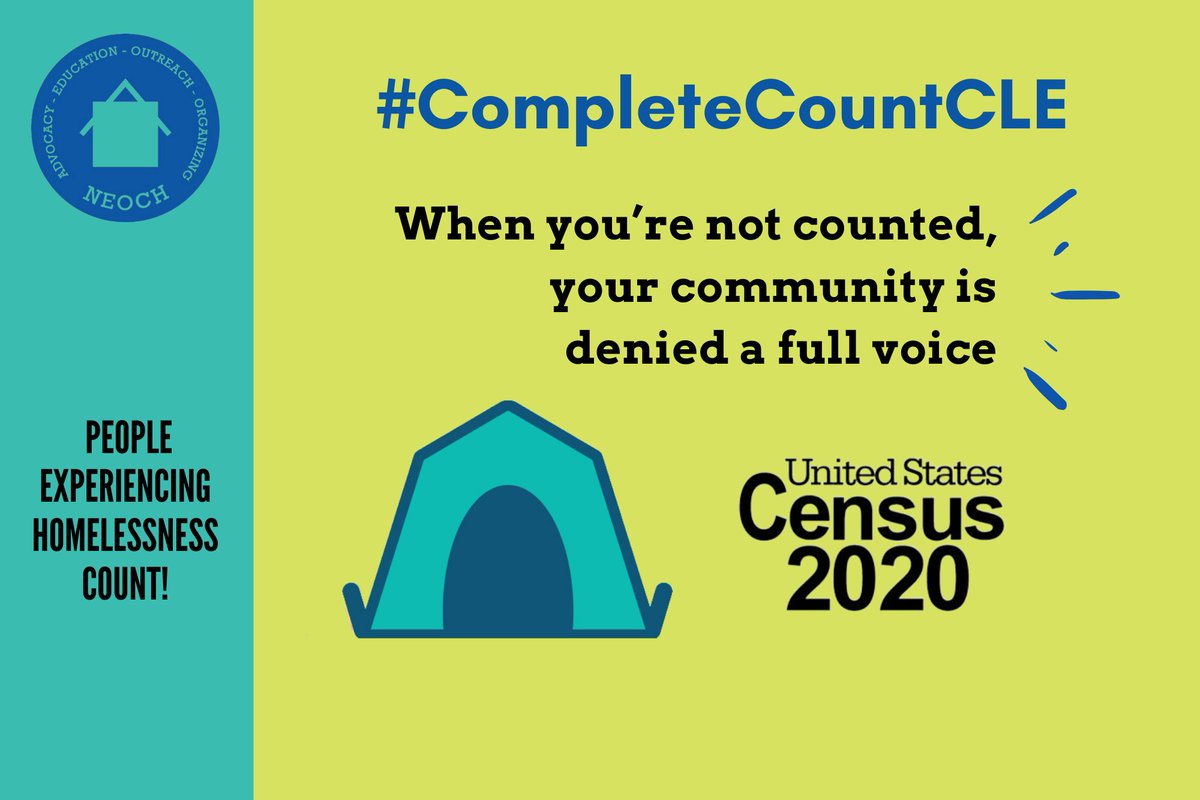 clevhomeless's tweet image. Today is Census Day! Remember, not everyone has an address. If you encounter someone experiencing homelessness, let them know they'll be counted if they're staying in a shelter. Otherwise, have them call NEOCH and we'll make sure that they're counted! #CompleteCountCLE #CensusCLE