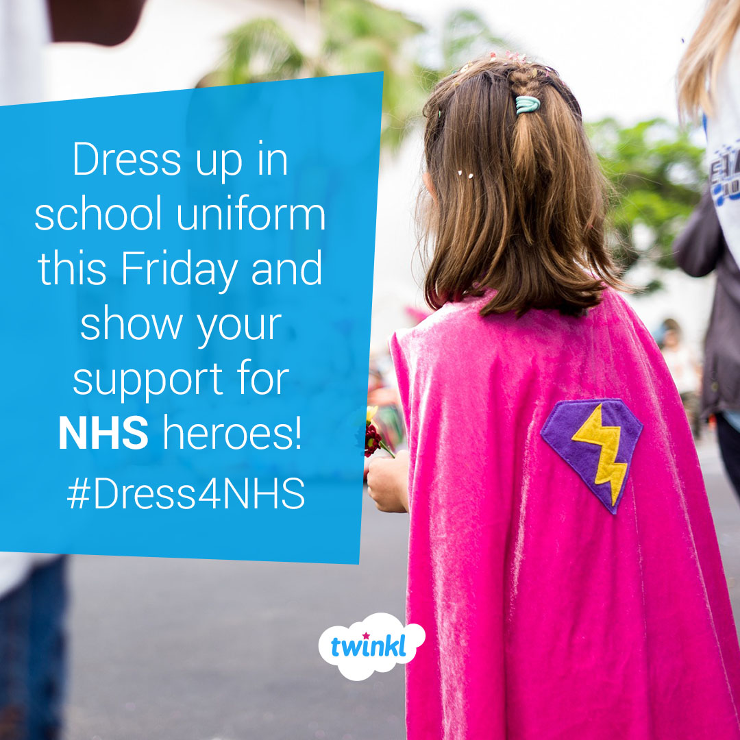 We're supporting #Dress4NHS day this Friday! 
We want children and adults alike to dress up, whether it's school uniform, fancy dress or shirt &amp; tie, to show support for our amazing NHS! See the thread below for more info on getting involved 👇👇

#StayHomeSaveLives #edutwitter