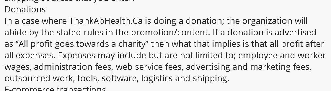 It's notable that the site says they will be donating the 'profits.' If you dig into the terms, they make it clear that they're skimming into these donations to pay 'employee wages.' How much are they paying themselves with your donation money?  https://www.thankabhealth.ca/terms-conditions1585440020446