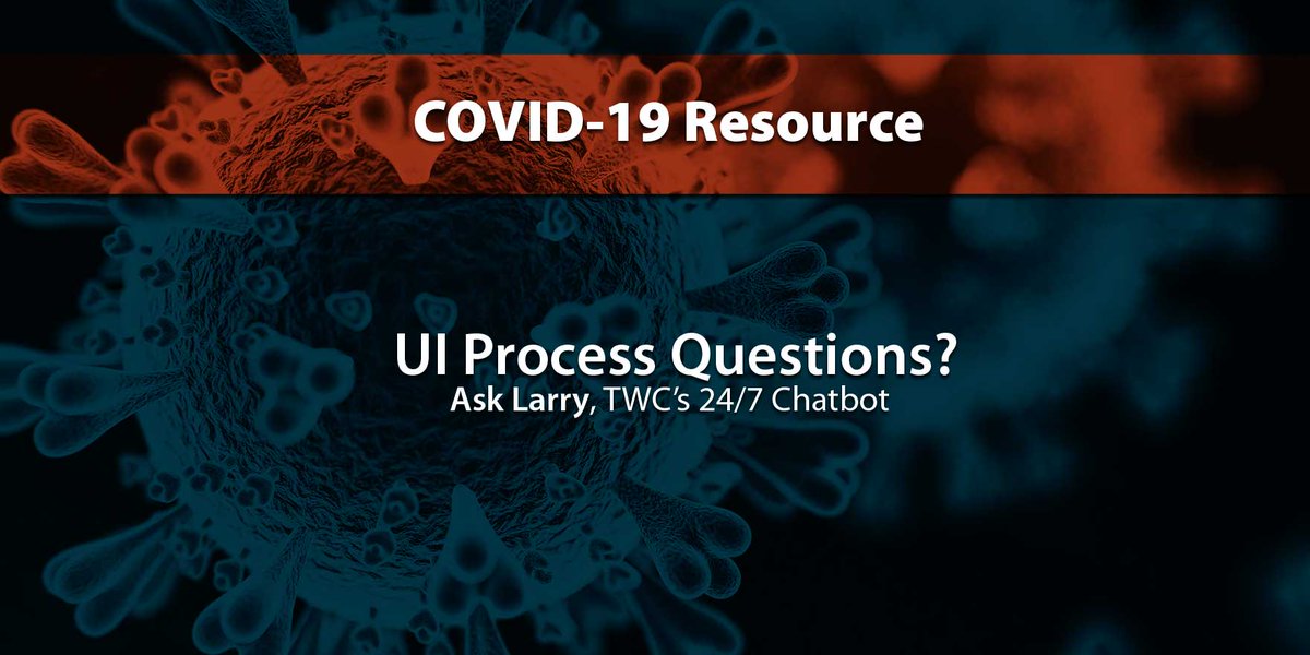 TXWorkforce's tweet image. Have a question about the unemployment claims process? 
Meet Larry, TWC’s new chatbot who can instantly answer forty of the most common questions about UI process. 

Ask Larry now --&amp;gt; twc.texas.gov