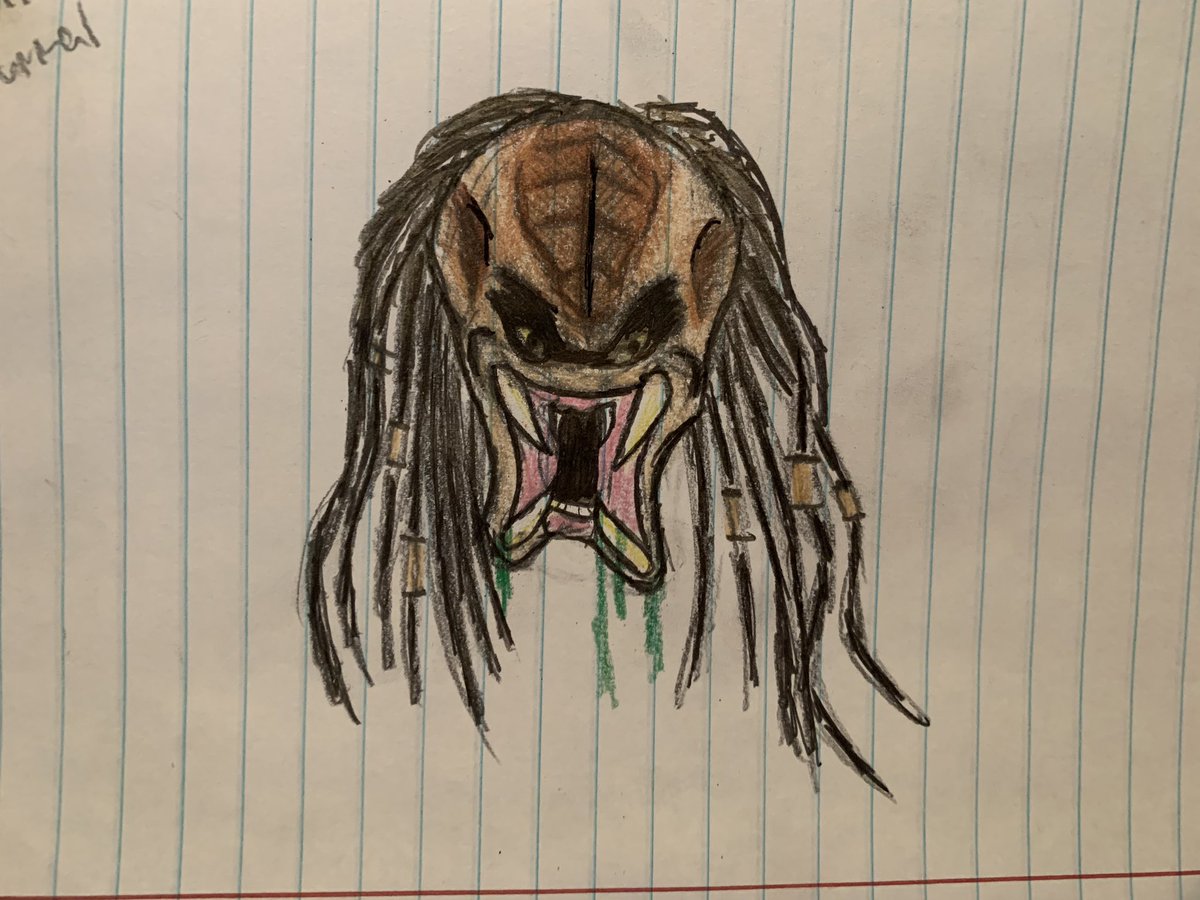 JacobPTheMan's tweet image. In class doodling a Predator head #doodle #Predator #PredatorHuntingGrounds