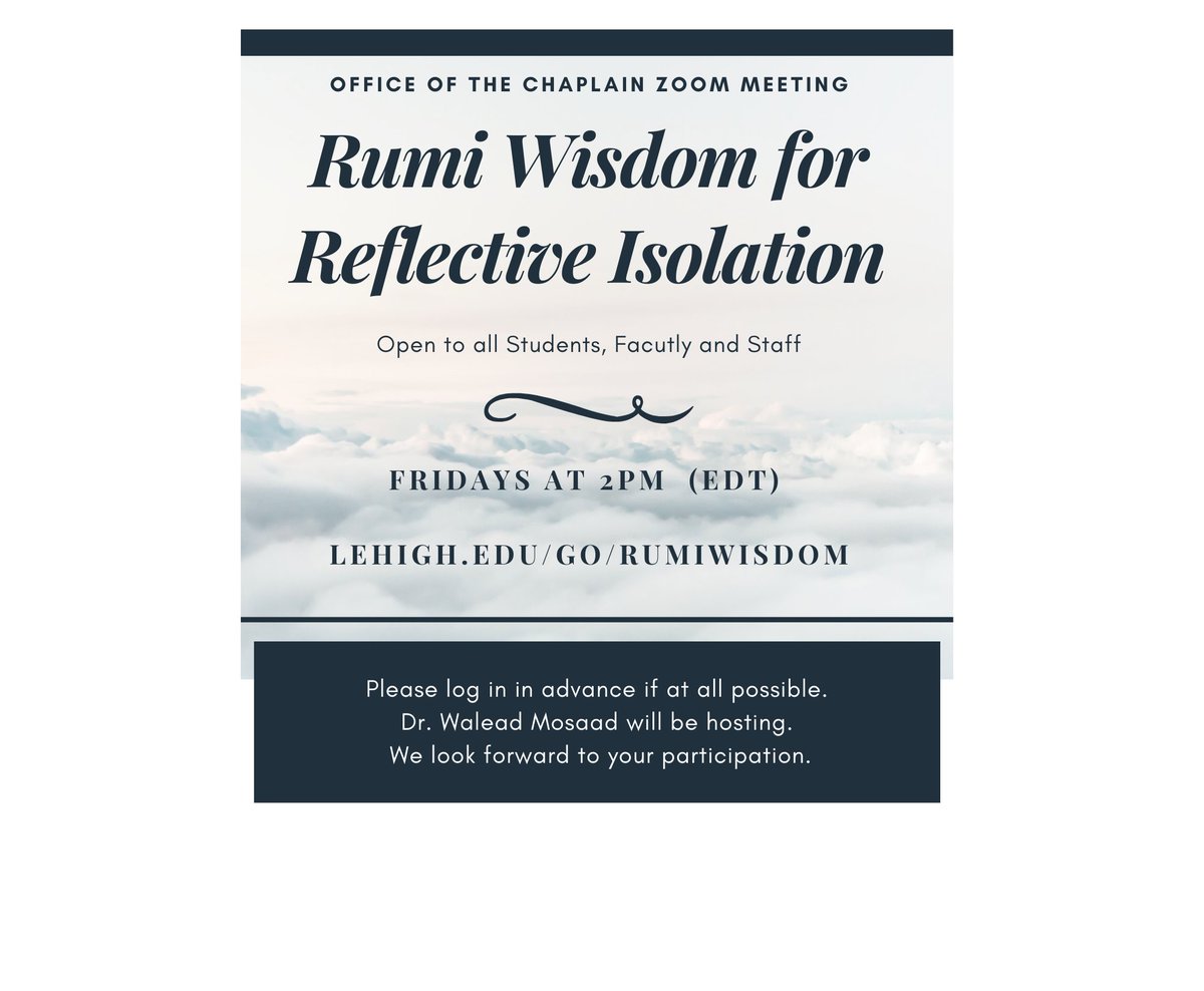 Please join us on Fridays for discussions about reflective isolation! Hope to see you all on Zoom!