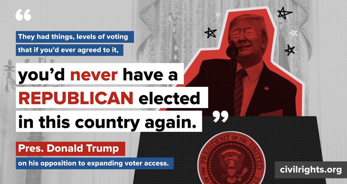 Graphic quotes Donald Trump as saying: "They had things, levels of voting that if you'd ever agreed to it, you'd never have a Republican elected in this country again." The quote is from a Fox News interview.
