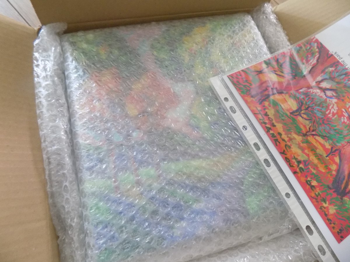MajaGrecic's tweet photo. "Late afternoon in the park" is making it's way today to North Middlesex University Hospital in London as part of #Arfinder #artists donation for a wellbeing room for their NHS staff. #artforhospitals @NorthMidnhs @WeAreNorthMid https://t.co/UCXzR6N6Sq
