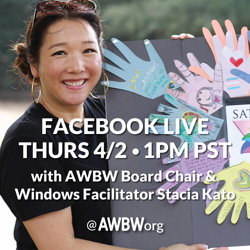 AWBWorg's tweet photo. Take a break & join us on https://t.co/IBP0kh1dbA LIVE Thurs, 4/2, @ 1pm PST for our weekly "Window of Time" meditation and workshop review. This week we welcome AWBW Board Chair and Windows Facilitator, Stacia Kato. #windowoftimeart #groundingmyself #FBLive https://t.co/3Ic3h4XLmG