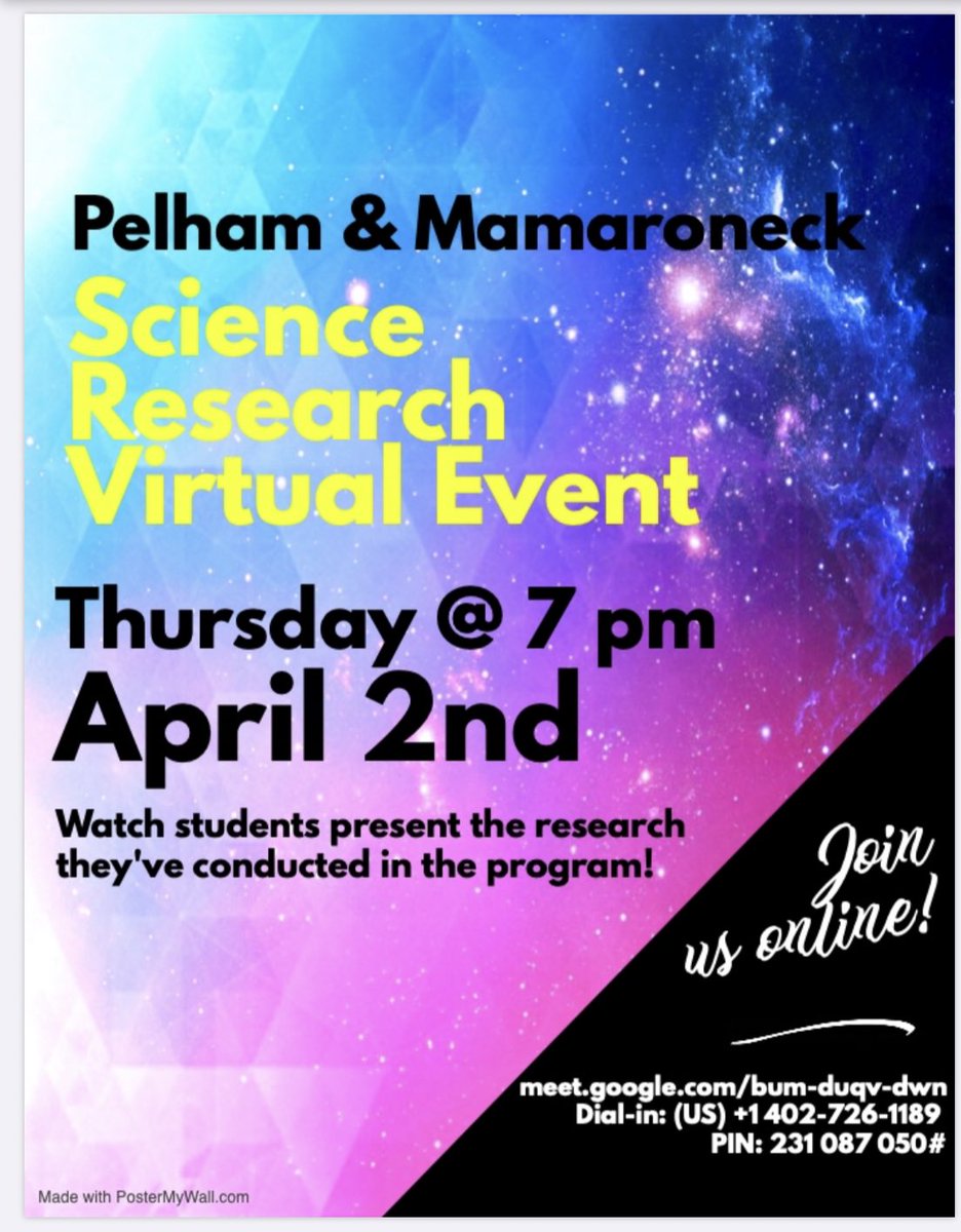 DrTCallahan's tweet photo. Stuck at home?  See what some of our research students are doing at a live event!  We are teaming up with Mamaroneck’s program to celebrate science!  We hope you’ll join us tomorrow night at this Virtual Science Showcase!  I’ll Tweet out the link tomorrow! @PelhamNewYork https://t.co/eAgQK7EBLS