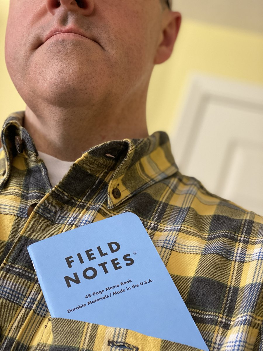bburney's tweet photo. #HelloFieldNotes it’s kind of a blue day but this @FieldNotesBrand makes it better. 

Plus my lumberjack shirt. 

And comfy shoes 🧦

And coffee ☕️ https://t.co/TgJEYm2Luv
