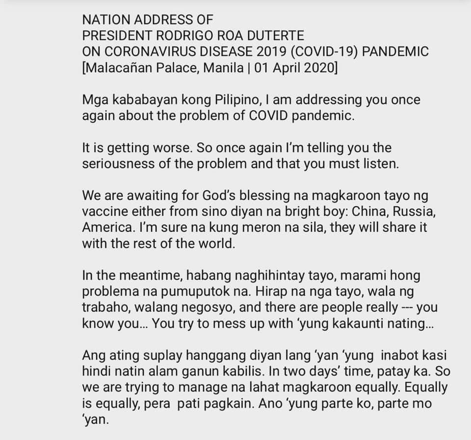 eljheanc's tweet photo. National Address of President Duterte. This is the whole speech. Please Read with an open mind. 👌 
Part 1
PCTO https://t.co/vAML4wjisk