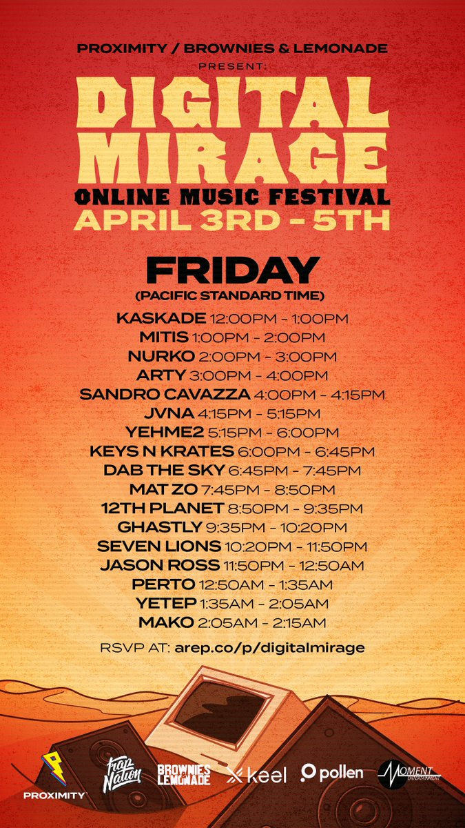 ProximityM's tweet photo. DIGITAL MIRAGE SET TIMES. https://t.co/DdV3fkbT6r