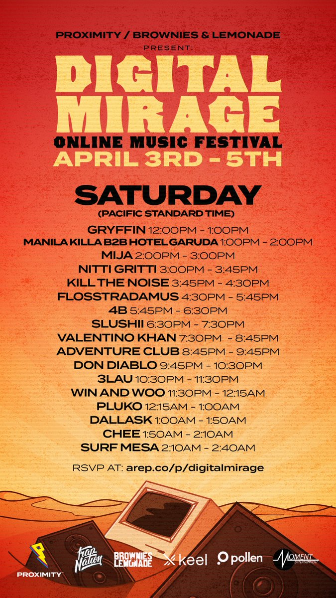 ProximityM's tweet photo. DIGITAL MIRAGE SET TIMES. https://t.co/DdV3fkbT6r