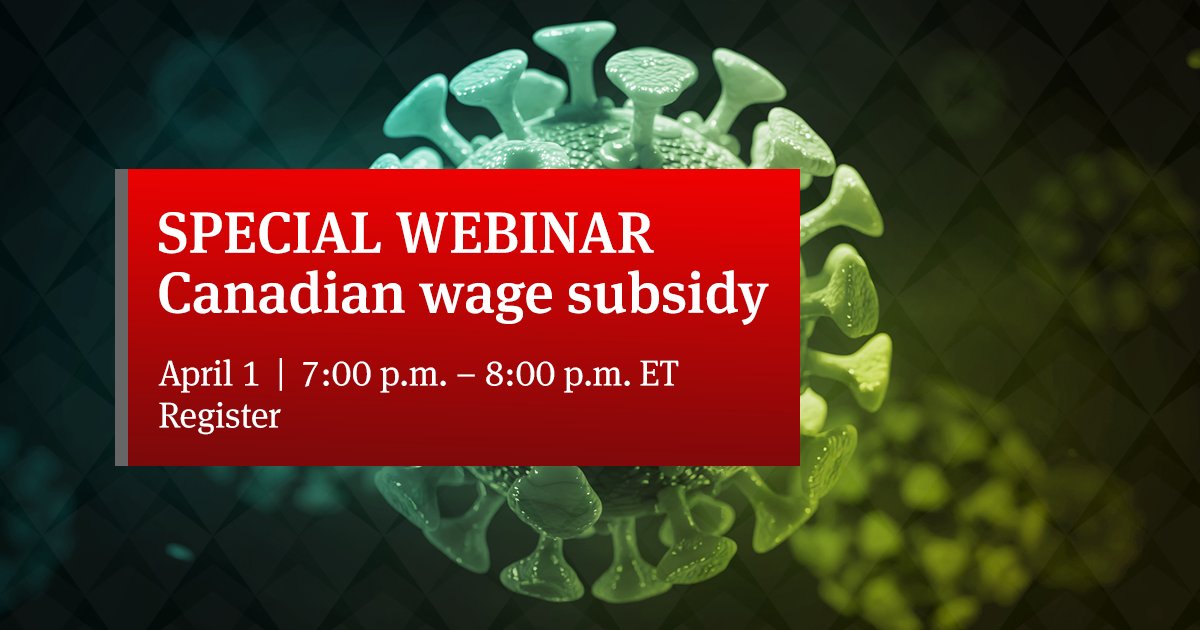 NLawGlobal's tweet photo. Tonight, Canadian chair @waliedesq and tax and litigation partner John Grant will discuss the federal government’s proposed 75% wage subsidy to help businesses struggling due to #COVID19. Register for this webinar: https://t.co/pdccEizlxs #coronavirus https://t.co/7IlUdT6hYN