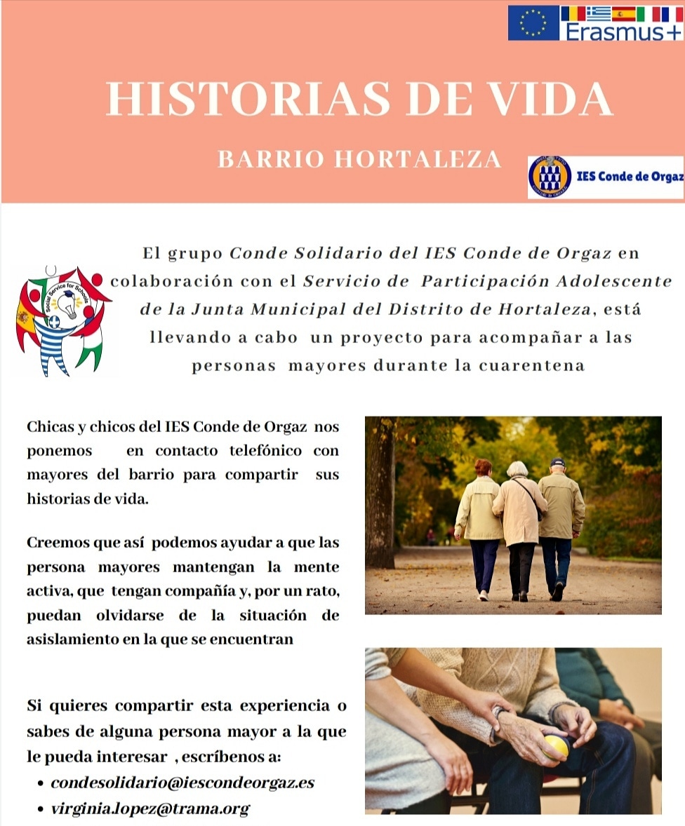IesCondeErasmus's tweet photo. El grupo #CondeSolidario del #iescondeorgaz en colaboración con el Servicio de Participación Adolescente @JMDHortaleza participa en un proyecto para acompañar a personas mayores durante la cuarentena. ¡Gracias Virginia López por la propuesta! #ErasmusSocialService #ErasmusPlus https://t.co/fQmvyJdZGh
