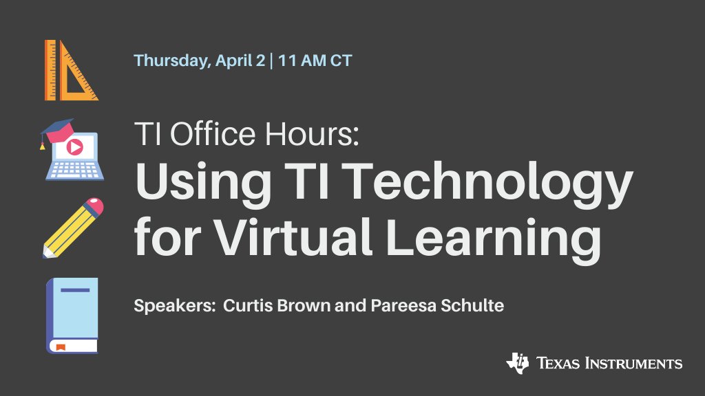 TICalculators's tweet photo. Teachers - we’re here for you💖 Join us live on YouTube tomorrow at 11am CT as we share tips on using TI technology for #VirtualLearning and discuss how we can best support you during this time: https://t.co/I7W0b48IWP https://t.co/6Zp50VMKlh