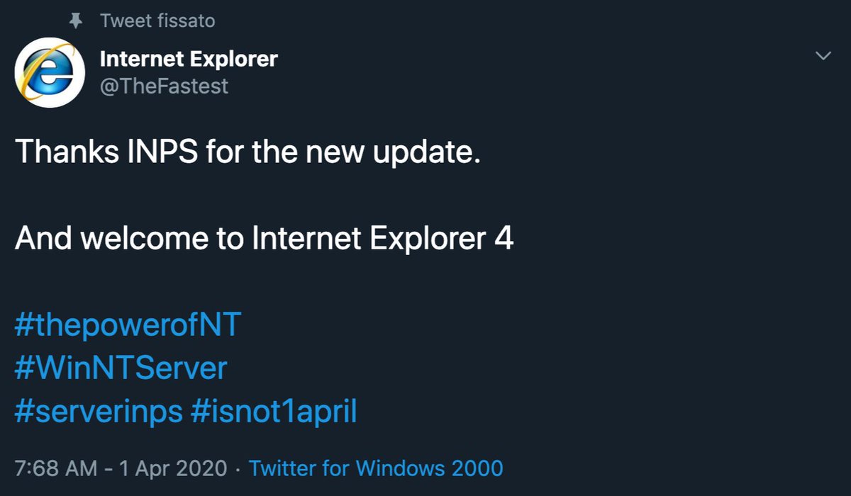 FedeGob's tweet photo. Ed è subito NEWS per #internetExplorer 

@INPS_it @CM_Memorabili @anon_it
#explorerthefastest #inps #600euro #hackerinps #1aprile2020 https://t.co/Jp8Guo1TmH