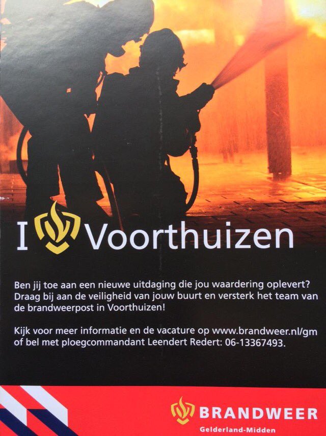Na bijna 28 jaar ben ik gestopt bij <a href="/BrwVhz/">BrandweerVoorthuizen</a> , al die jaren heb ik dat met veel plezier gedaan. Er is plaats voor nieuwe aanwas. Spreekt de functie van brandweervrijwilliger je aan? Zie jij dit als een uitdaging? Meld je aan!