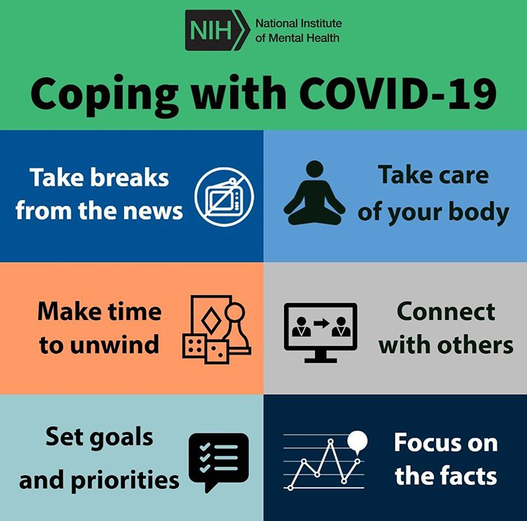 NIH's tweet photo. It can be difficult to cope with fear &amp; anxiety, changing daily routines, and a general sense of uncertainty about #COVID19. Although people respond to stressful situations in different ways, taking steps can help you manage stress. Visit https://t.co/U4L8e9kivh for more info. https://t.co/Wnosxx9n0L