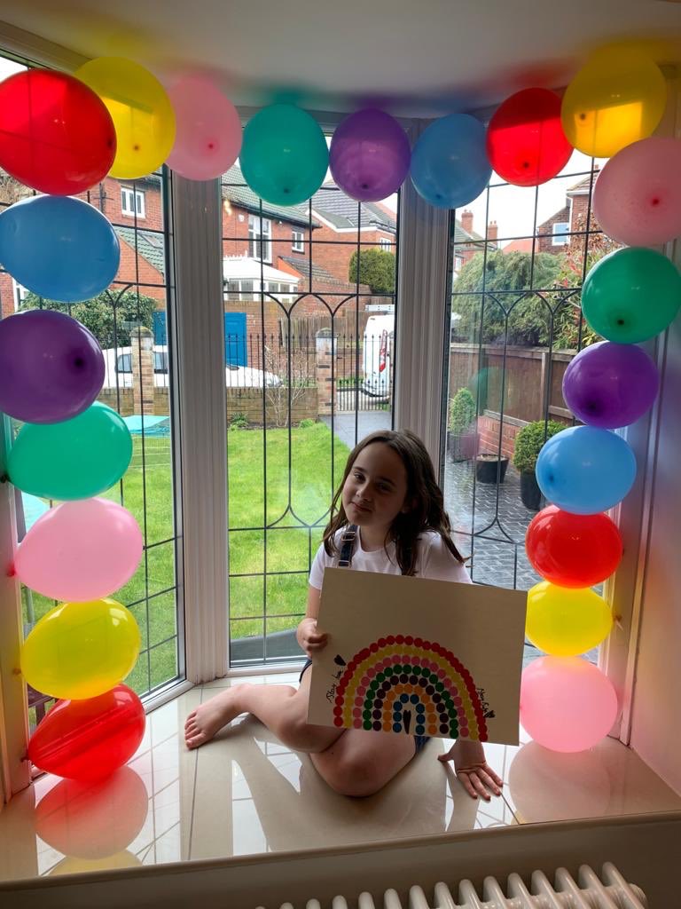 So tonight we made a rainbow picture, and played with balloons! Thank you to all the wonderful health and social care professionals that are keeping us safe round the world. #StayHomeSaveLives #keepsafe #rainbowsofhope