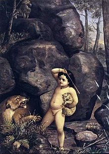 According to Mahabharata, Emperor Bharata, after whom our country has been named,  performed 100 Ashvamedhas on the banks of Yamuna, 300 on the banks of Saraswati and 400 on the banks of the Ganga. Painting by Raja Ravi Verma of Bharata as a kid, playing with lion cubs.