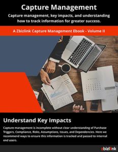 Want a light read? Understand the key impacts and how to track them for success in Volume II of the Zbizlink Capture Management Strategy Guide. Download the complete guide: buff.ly/3dFPGYV #CaptureManagement #Ebook