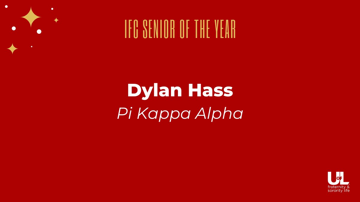 Congratulations to <a href="/DylanHass13/">Dylan Hass</a> from <a href="/Louisville_PIKE/">Pi Kappa Alpha KZ</a> for being awarded Senior of the Year for the Interfraternity Council!