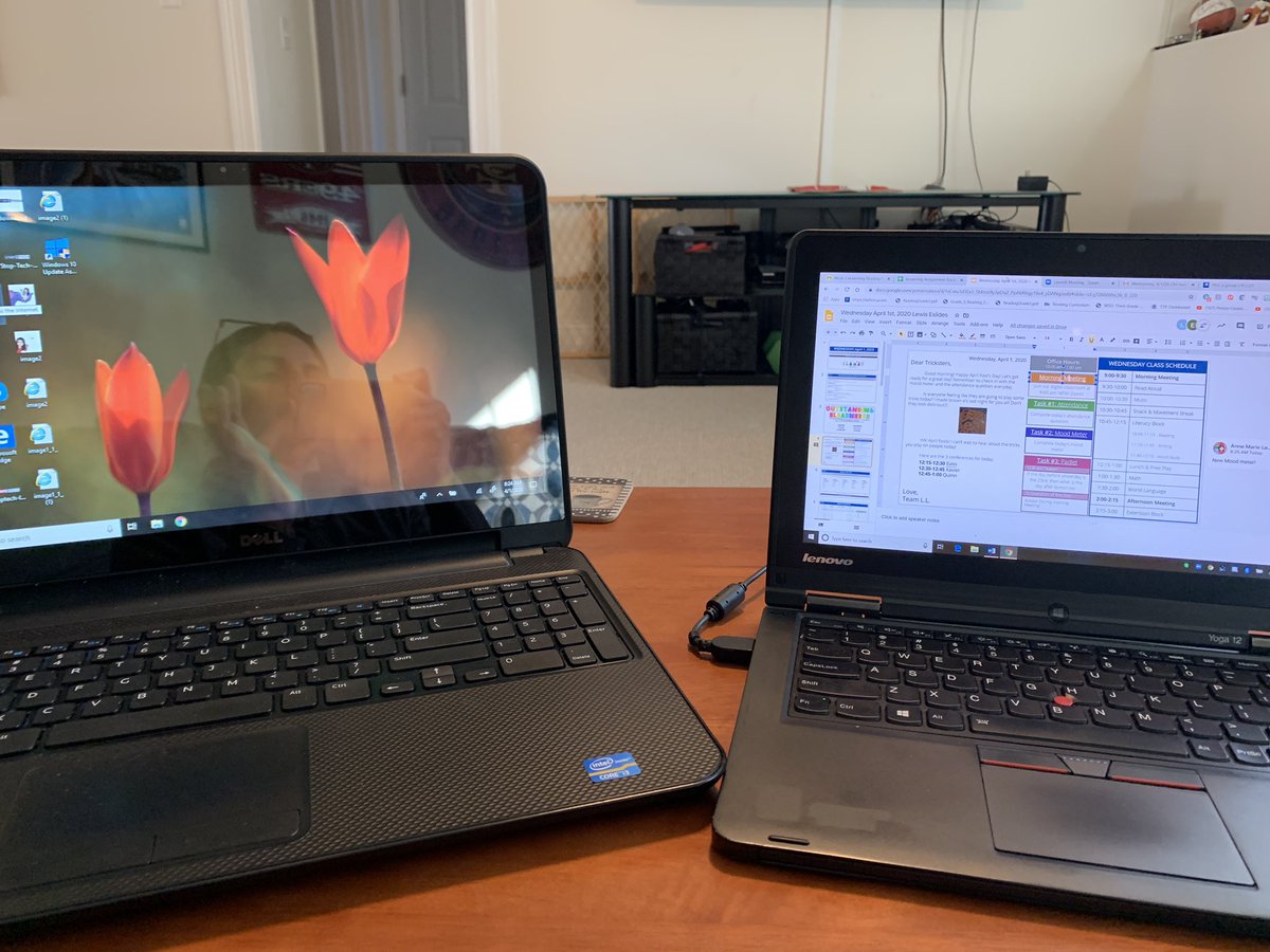 Trial and error with these @zoom_us  groups! A pretty successful writing group today!!!  Also embraced the power of 2 screens 😂 #Wilton way to #mrslewisclass <a href="/WPSWeStillCan/">WPS We Still Can</a> #westillcan <a href="/WPSCMSocial/">CM Live</a>