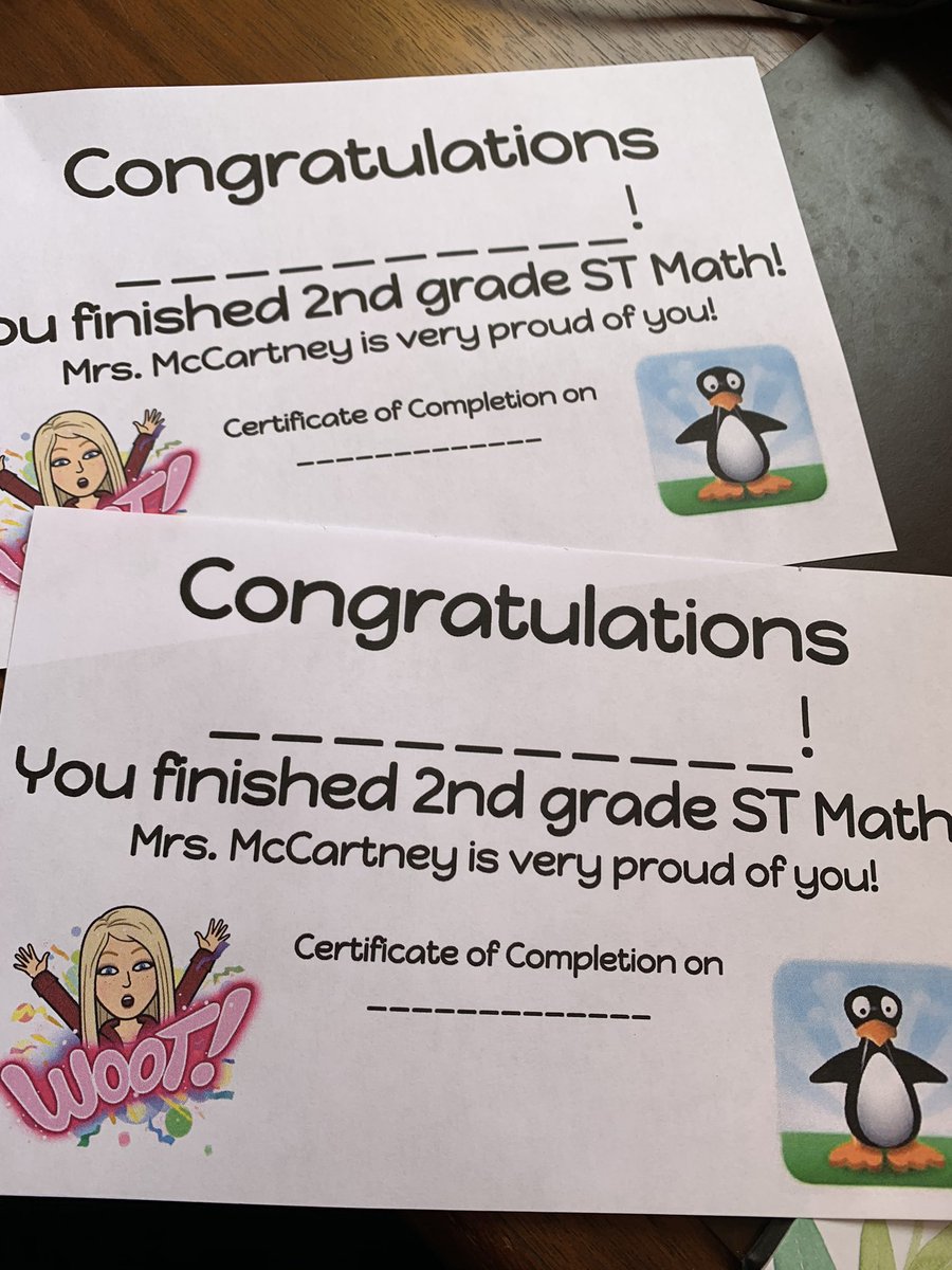mccartney2grade's tweet photo. Very proud of my second graders! We haven’t started online learning yet, but they have completed ST math at home!! Super excited to send them their certificates in the mail! #dcsdpln #stayingconnected #digitallearning #secondrocks https://t.co/4Ff8e6JqAN
